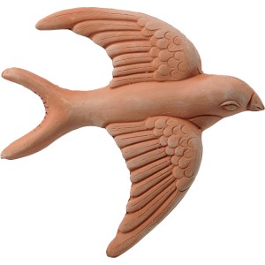 Rondine decorativa in terracotta per giardino e casa.