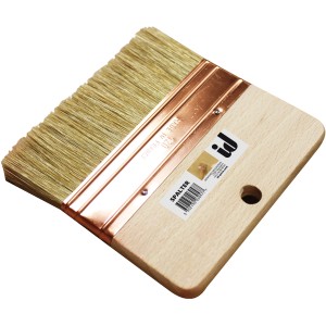 Pennello piatto id, 120 mm di larghezza, con manico in legno chiaro e setole naturali.