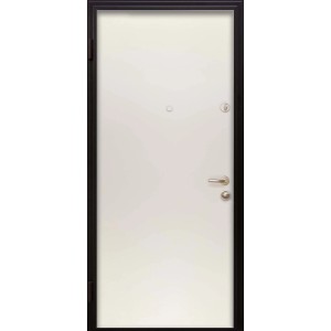 Porta blindata t.b.t. con telaio nero e pannello porta bianco.