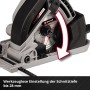 Mini sega circolare a batteria Einhell Power X-Change TE-CS 18/89 Li Solo: regolazione profondità di taglio senza attrezzi fino a 28 mm.