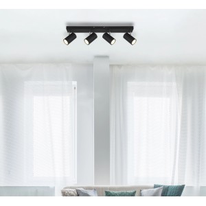 Faretto Globo Robby, 4 luci, nero opaco, per illuminazione interna flessibile.