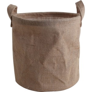 Cesto rotondo in juta (28,5 cm) con manici per giardino e interni.