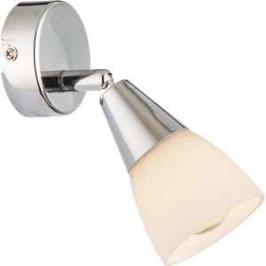 Faretto t.b.t. cromato, spot orientabile per montaggio a parete.