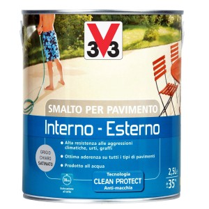 Barattolo di pittura per pavimenti interni/esterni, grigio satinato. Applicazione con tubo da giardino.