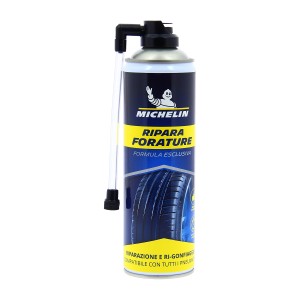 Spray riparazione pneumatici Michelin per accessori auto, per riparazioni rapide.