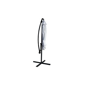 Ombrellone a braccio t.b.t. bianco chiuso con struttura nera.