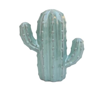 Cactus decorativo per giardino, verde chiaro, in ceramica.