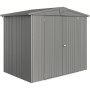 Casetta da giardino in metallo Biohort Europa, grigio quarzo metallizzato, 3,5 m², con doppia porta.