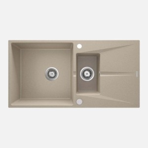 Lavello 1 vasca e mezza gocciolatoio Idrostile Bayamo 500x215 mm sabbia