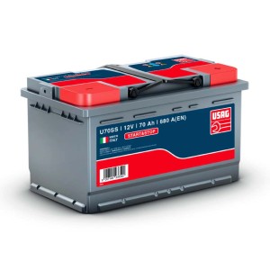 Batteria auto USAG U70SS, 12V 70Ah, per auto con sistema start-stop.