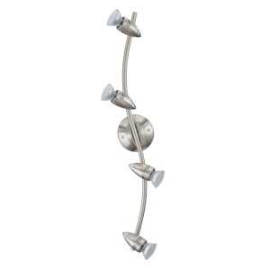 Eglo LED 4-Spot Magnum, nickel opaco, con quattro lampadine LED GU10. Design moderno per illuminazione d'accento.
