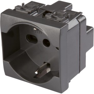 Inserto t.b.t. per presa Schuko, grigio scuro, per serie di interruttori.