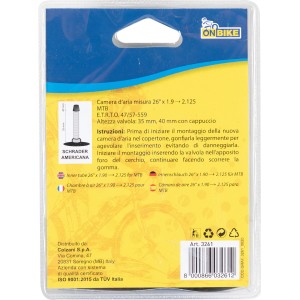 Confezione di una camera d'aria per bicicletta da 26 pollici per MTB, riparazione e ricambi.