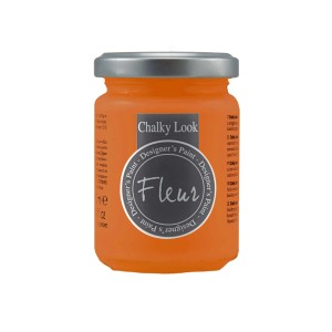 Barattolo di vernice gesso Fleur Chalky Look arancione per il fai-da-te.