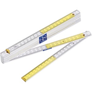 LUX Comfort metro pieghevole in legno 2 m, giallo-bianco, in legno di faggio per misurazioni precise.