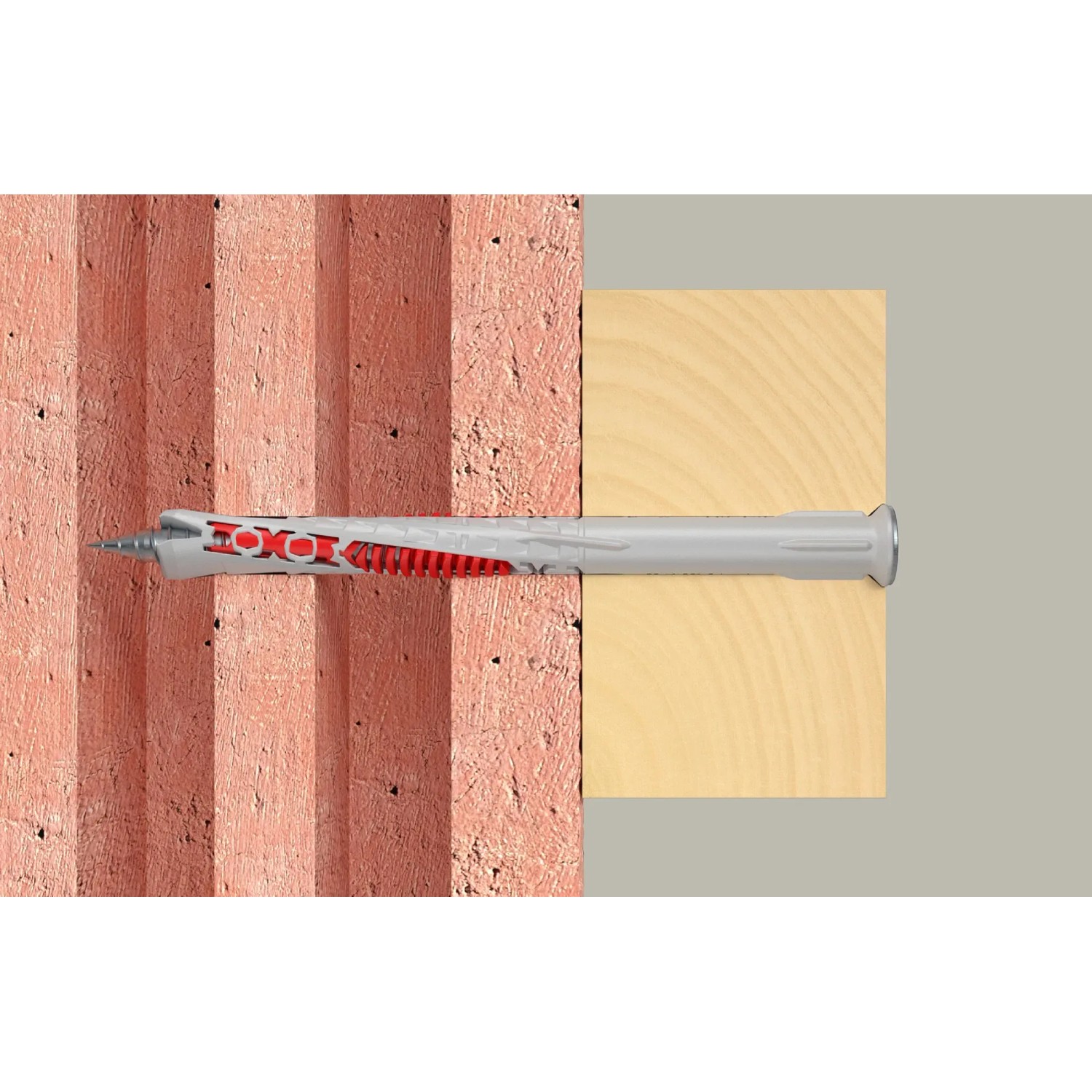 Tassello Fischer DuoXpand 10x140 mm con vite a testa svasata in muratura e legno.