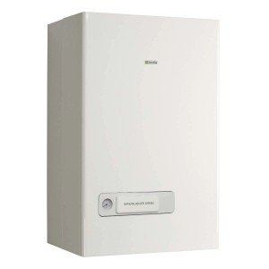 Caldaia bianca t.b.t. per un riscaldamento domestico efficiente.