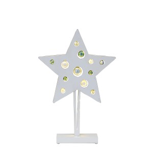 Luce decorativa a forma di stella per interni, bianca con palline. Illuminazione d'atmosfera per interni.