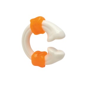 Gioco da masticare t.b.t., bianco e arancione.