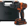 Trapano avvitatore a percussione Black+Decker con batteria 1,5 Ah e valigetta.