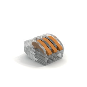 t.b.t. Morsetto di giunzione con tre leve arancioni.