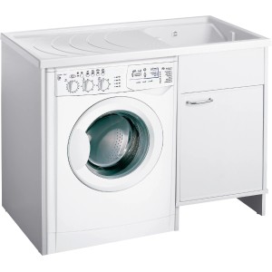 Mobile lavatoio bianco con lavatrice integrata. Categoria: Lavatoi.