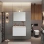 Mobile bagno Cube con lavabo e specchio bianco lucido L81,5xP46,5xH115,4cm_2