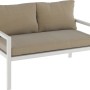 Set lounge divano Noralee, 2 posti, alluminio bianco con cuscini marroni. Arredo lounge da giardino per 4 persone.