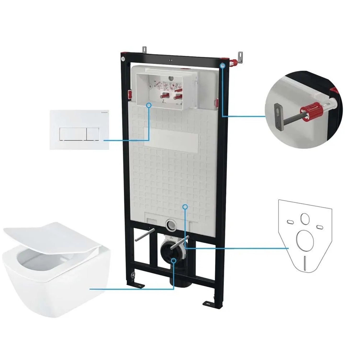 Set WC sospeso 6 in 1 Idrostile con sedile e telaio bianco