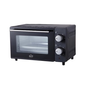 Forno a microonde t.b.t. nero con porta in vetro e manopole.