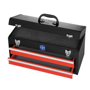 Cassetta porta attrezzi LUX MWK 22 nera in acciaio con due cassetti e maniglia.