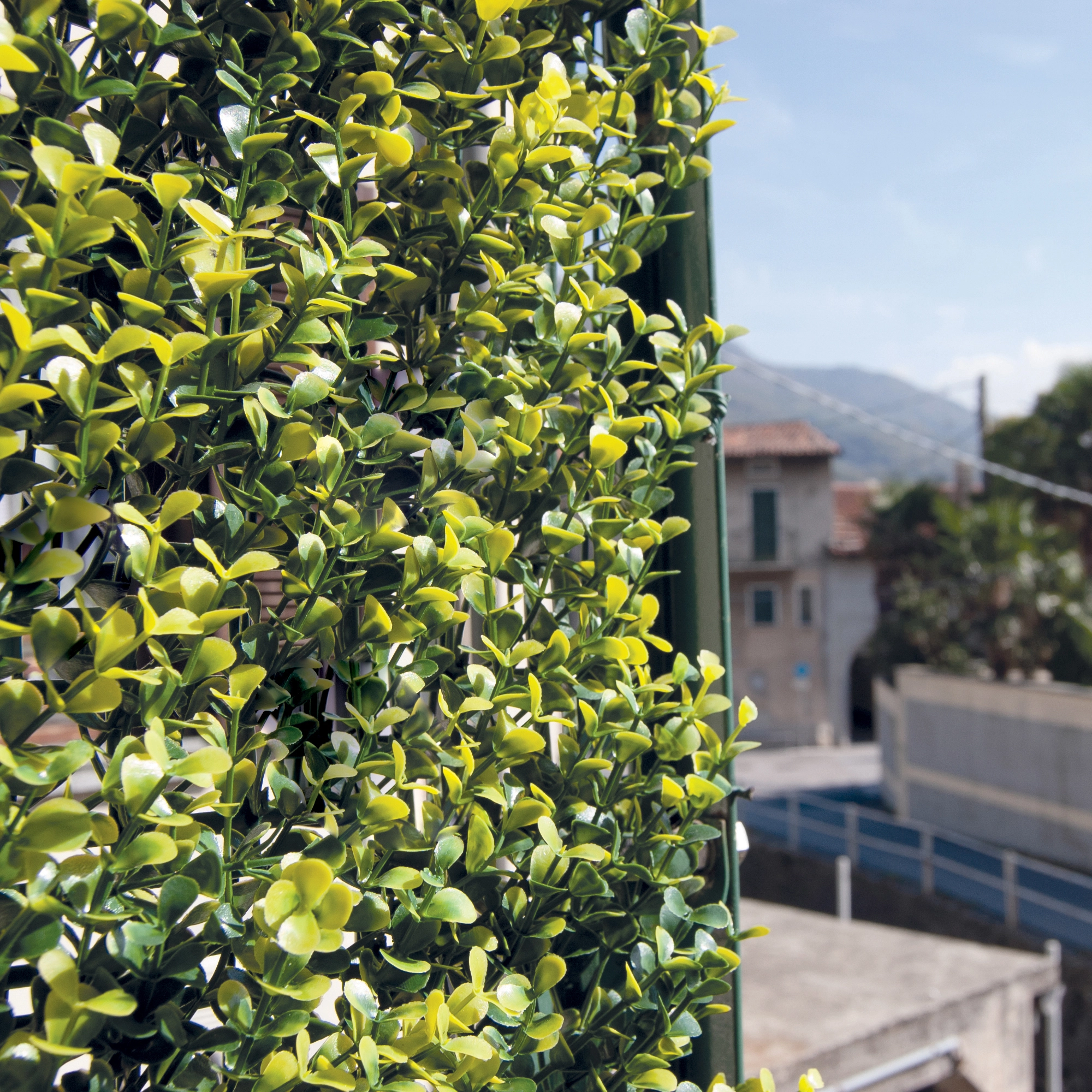 Siepe sintetica con foglie 3D su Panel Buxus 0,5x1 m, verde