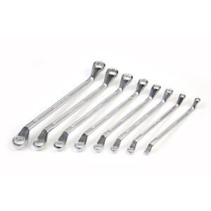 Set di 8 chiavi a cricchetto ad anello piegate in varie dimensioni.