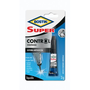Adesivo istantaneo Bostik Super Control, ideale per incollaggi rapidi e puliti.