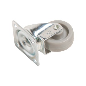 Rotella girevole per mobili con piastra, ruota morbida Ø 36mm, portata 35kg.