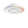 Plafoniera LED bianca con accenti colorati.