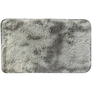 Tappeto a pelo lungo rettangolare grigio.