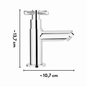 Rubinetto acqua fredda cromato baliv KV-5130 con maniglia a croce per lavabo.