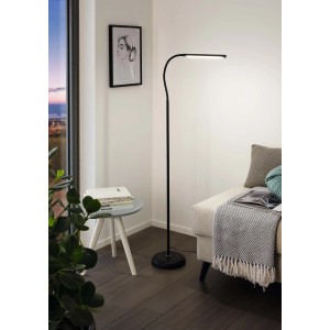 Lampada da terra a LED Eglo Laroa nera, alta 130 cm, per ambienti domestici.