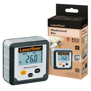Laserliner MasterLevel Box: Misuratore angolare digitale con display e confezione.