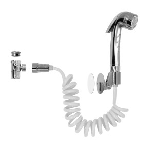 Set doccetta bidet t.b.t. con soffione, tubo a spirale e supporto a parete.