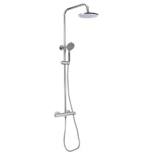 Colonna doccia t.b.t. con soffione e doccetta, finitura cromata.