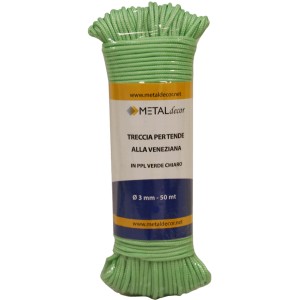 Corda per tapparelle verde chiaro, 3 mm x 50 m, avvolta.