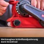 Levigatrice a nastro a batteria Einhell TP-BS 18/457 Li BL rossa con rotella di regolazione per il tracciamento del nastro.