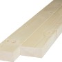 Due listelli in legno piallato di colore chiaro. Ideali per progetti di costruzione e ristrutturazione.