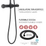 Colonna doccia nera con termostato e flessibile per bagno e idraulica.