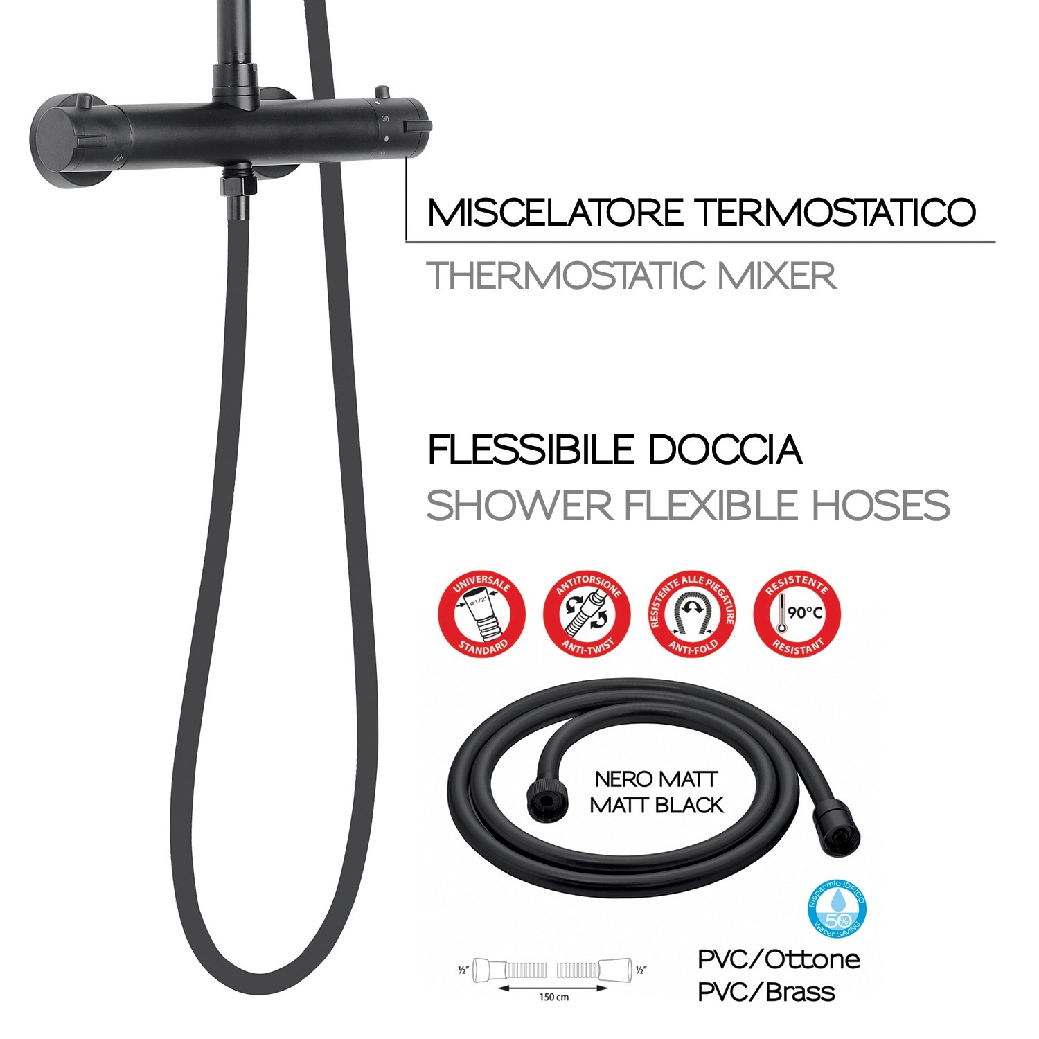 Colonna Doccia Estensibile Star Plus 03 - Design Italiano In Oro Opaco - Foto 7