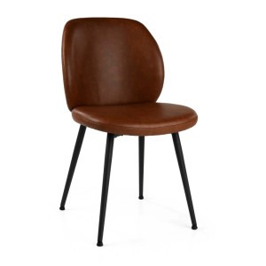 Sedia imbottita Glaede in ecopelle marrone e struttura in metallo 48x56h84,5 cm