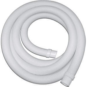 Tubo flessibile per piscina t.b.t. bianco, avvolto a spirale.