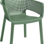 Sedia da giardino impilabile Keter Elisa in plastica verde con braccioli.